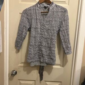 Alfani silver lace top with ruffle collar and detachable under cami - size XL